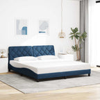 Bed Frame with LED without Mattress Blue 180x200 cm Fabric