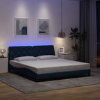 Bed Frame with LED without Mattress Blue 180x200 cm Fabric