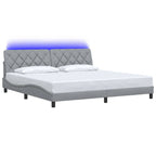 Bed Frame with LED without Mattress Light Grey 200x200 cm Fabric