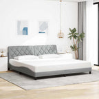 Bed Frame with LED without Mattress Light Grey 200x200 cm Fabric