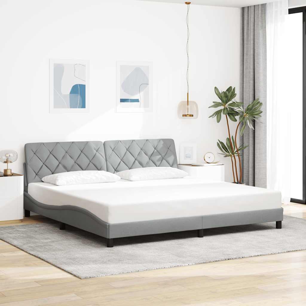 Bed Frame with LED without Mattress Light Grey 200x200 cm Fabric