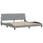 Bed Frame with LED without Mattress Light Grey 200x200 cm Fabric
