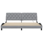 Bed Frame with LED without Mattress Light Grey 200x200 cm Fabric