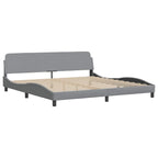 Bed Frame with LED without Mattress Light Grey 200x200 cm Fabric
