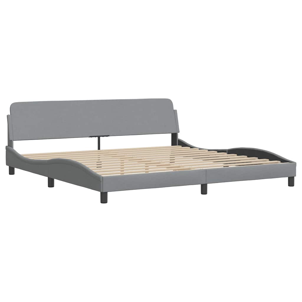 Bed Frame with LED without Mattress Light Grey 200x200 cm Fabric