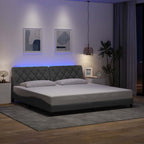 Bed Frame with LED without Mattress Light Grey 200x200 cm Fabric