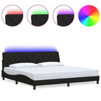 Bed Frame with LED without Mattress Black 200x200 cm Fabric
