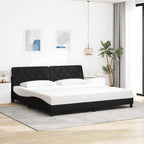 Bed Frame with LED without Mattress Black 200x200 cm Fabric