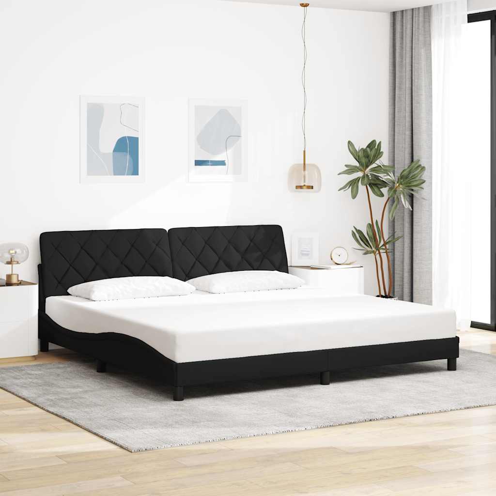 Bed Frame with LED without Mattress Black 200x200 cm Fabric