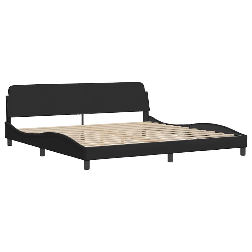 Bed Frame with LED without Mattress Black 200x200 cm Fabric