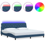Bed Frame with LED without Mattress Blue 200x200 cm Fabric