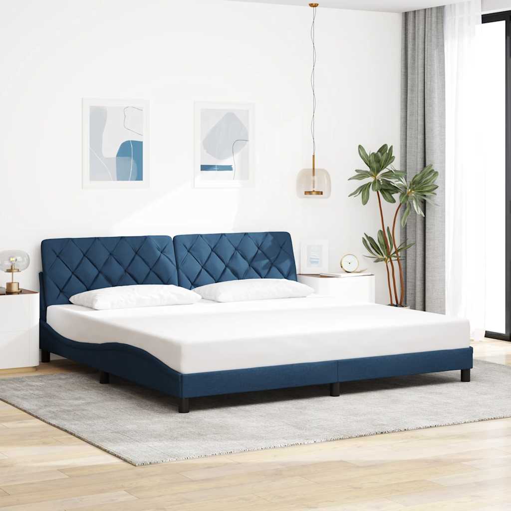 Bed Frame with LED without Mattress Blue 200x200 cm Fabric
