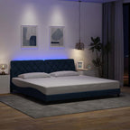 Bed Frame with LED without Mattress Blue 200x200 cm Fabric