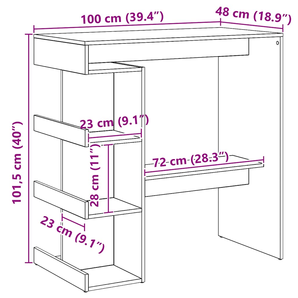 Barbord med hyllor artisan ek 100x48x101,5 cm