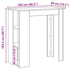 Barbord med hyllor artisan ek 102x50x103,5 cm konstruerat trä