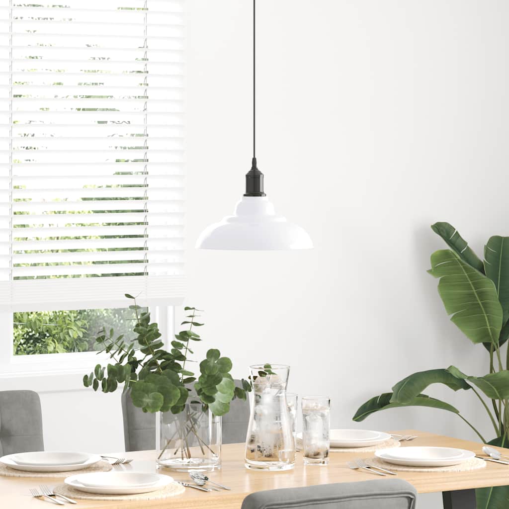 Solviano - Taklampa höjdjusterbar E27 glans vit Ø 31 cm metall