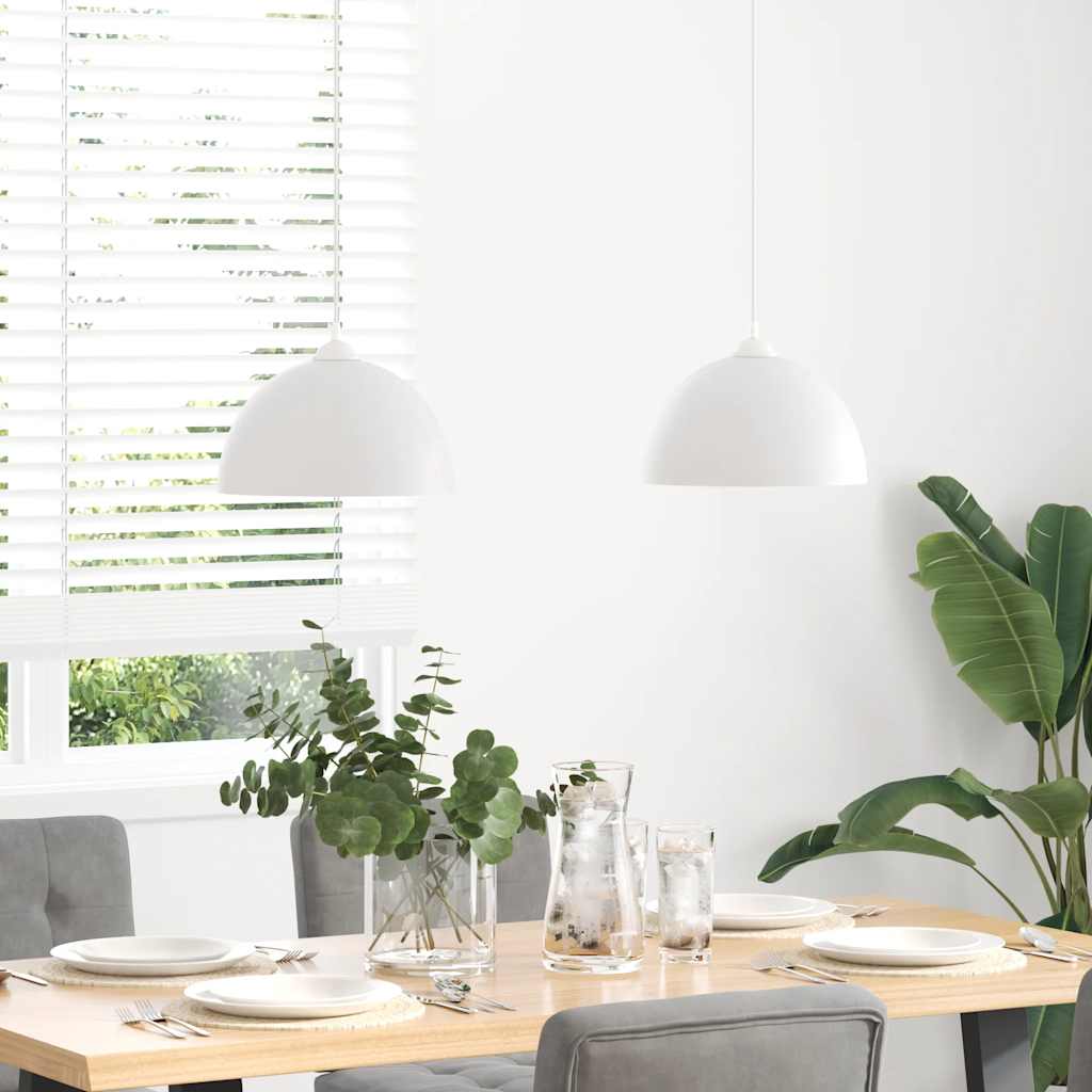 Elvanto - Pendellampa 2 st höjdjusterbar E27 vit Ø 30 cm metall