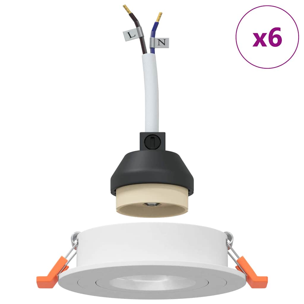 Zemoria - Spotlights med strålkastare 6 pcs Vit 9 x 9 x cm Aluminium