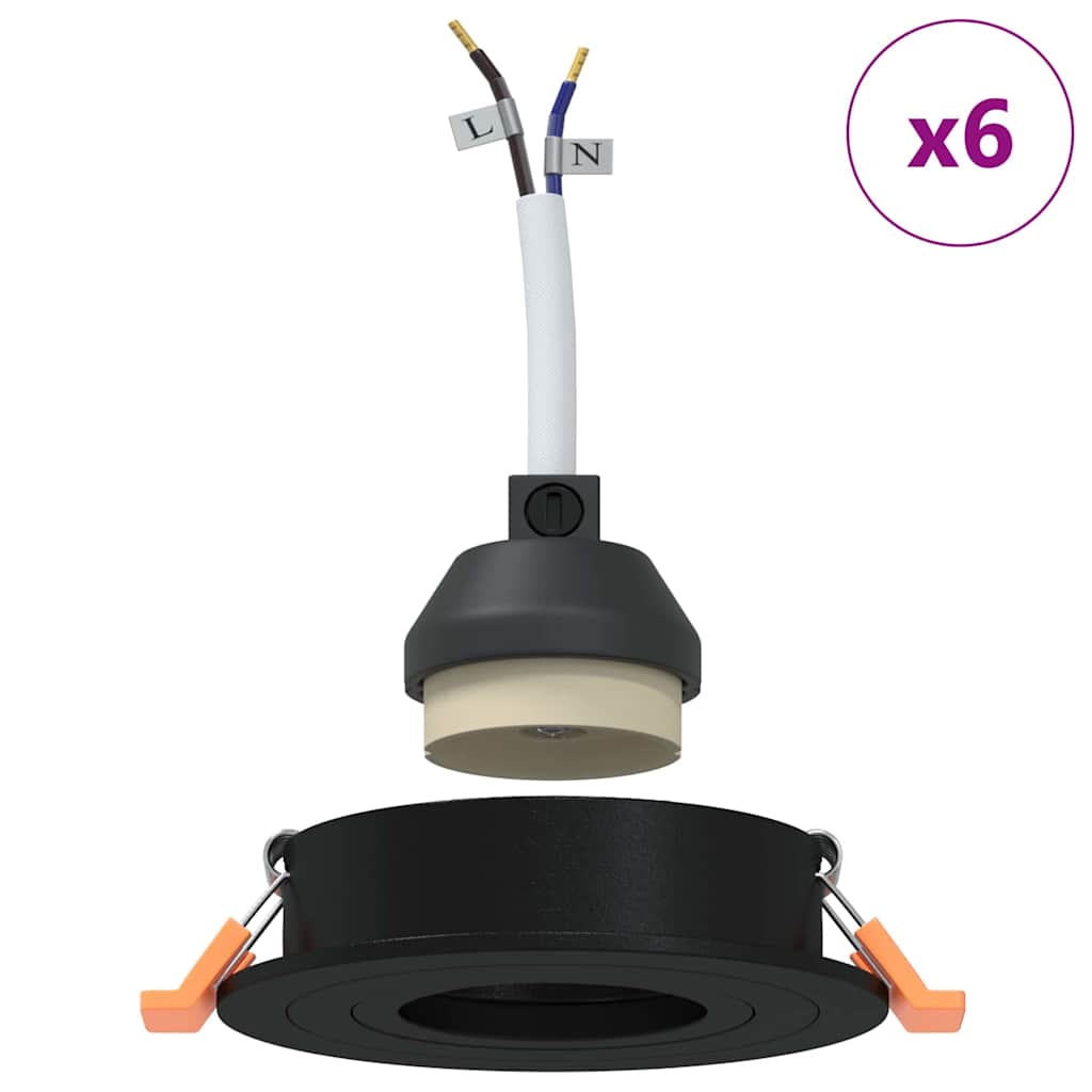 Senvalo - Spotlights med strålkastare 6 pcs Svart 9 x 9 x cm Aluminium