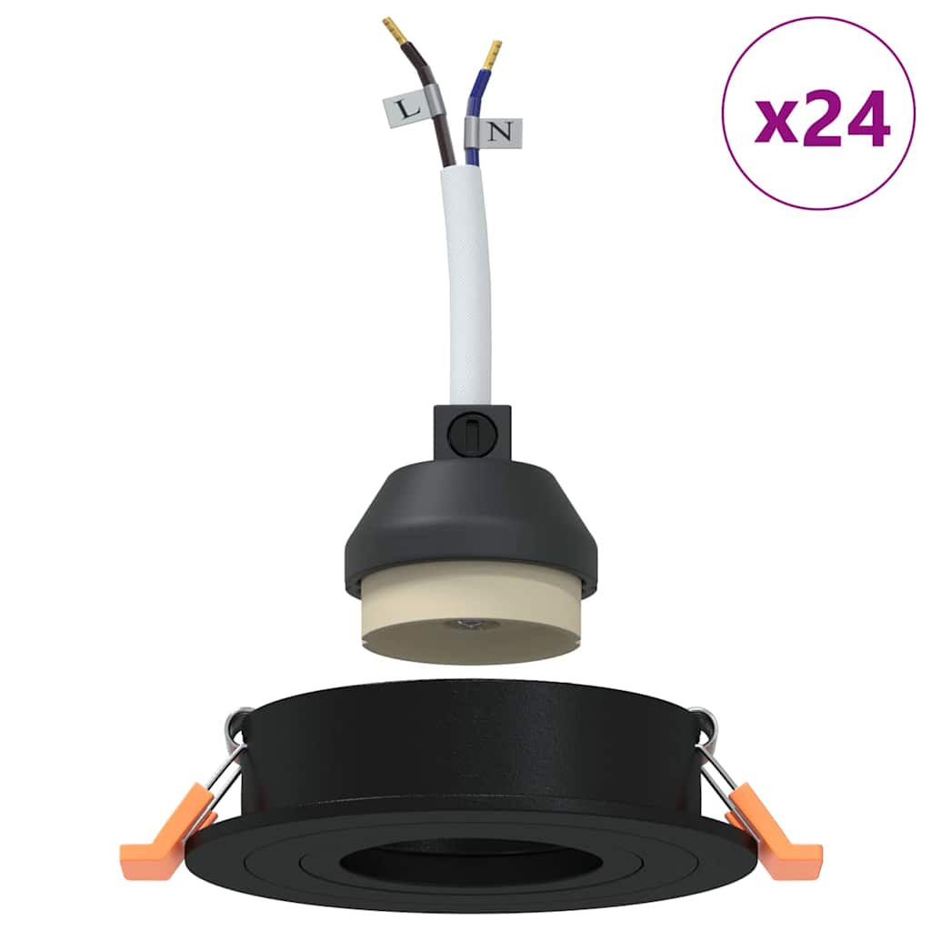 Lumaroa - Spotlights med strålkastare 24 pcs Svart 9 x 9 x cm Aluminium