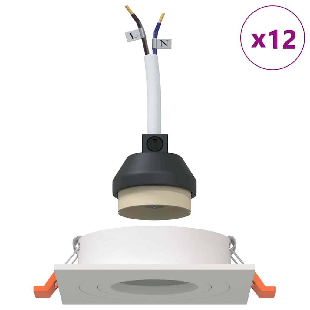 Nivoria - Spotlights med strålkastare 12 pcs Vit 9 x 9 x cm Aluminium