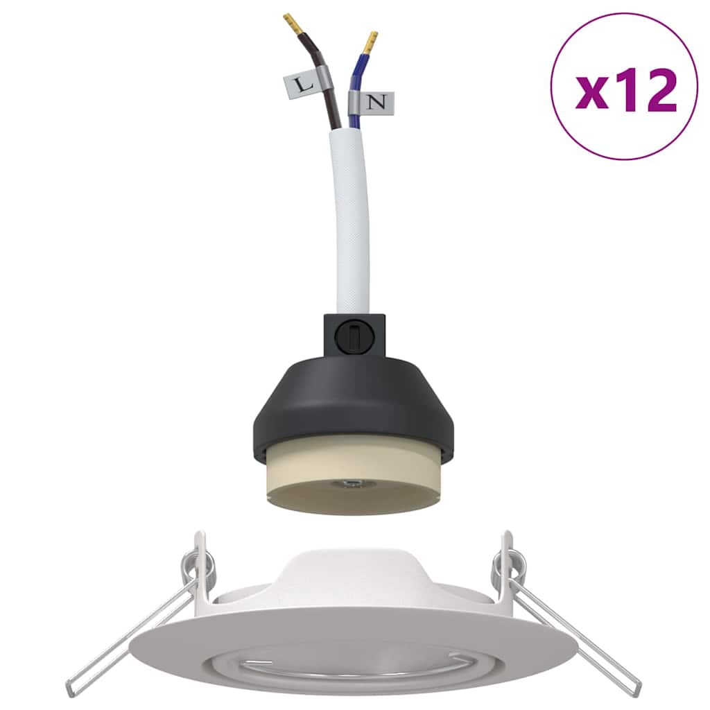 Aerivo - Spotlights med strålkastare 12 pcs Vit 9 x 9 cm Metall