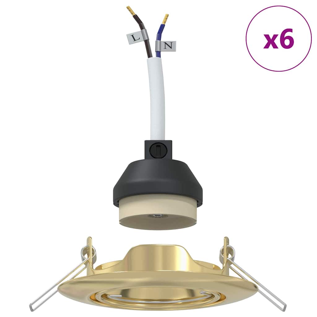 Velusia - Spotlights med strålkastare 6 pcs Guld 9 x 9 cm Metall