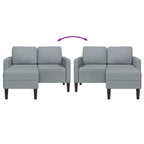 2-sitssoffa med schäslong L-formad ljusgrå 125 cm tyg