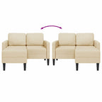 2-sitssoffa med schäslong L-formad krämfärgad 125 cm tyg