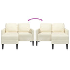 2-sitssoffa med schäslong L-formad gräddvit 125 cm sammet