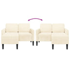 2-sitssoffa med schäslong L-formad gräddvit 125 cm linne