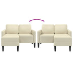 2-sitssoffa med schäslong L-formad cremefärgad 125 cm