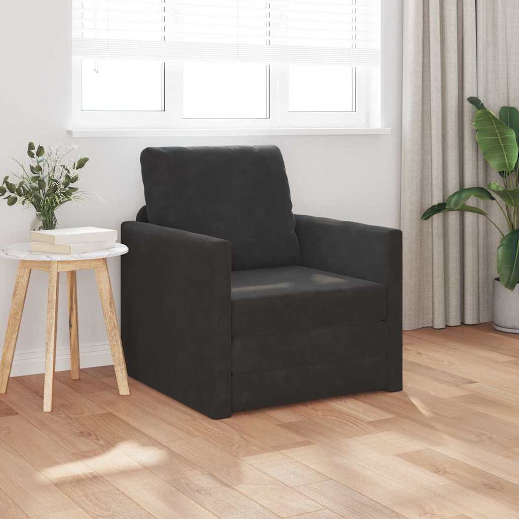 Bäddsoffa med kudde Svart 74 x 77 x 81 cm Sammet