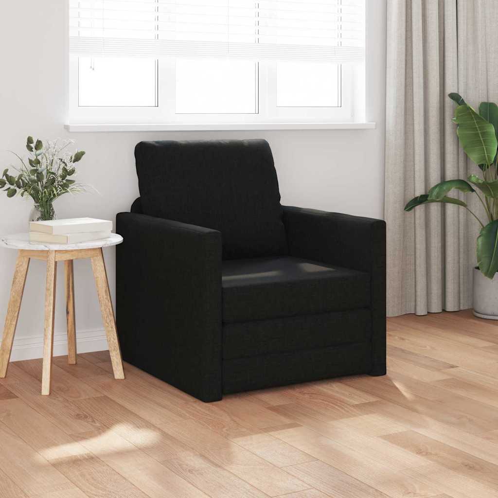 Bäddsoffa med kudde Svart 74 x 77 x 81 cm tyg