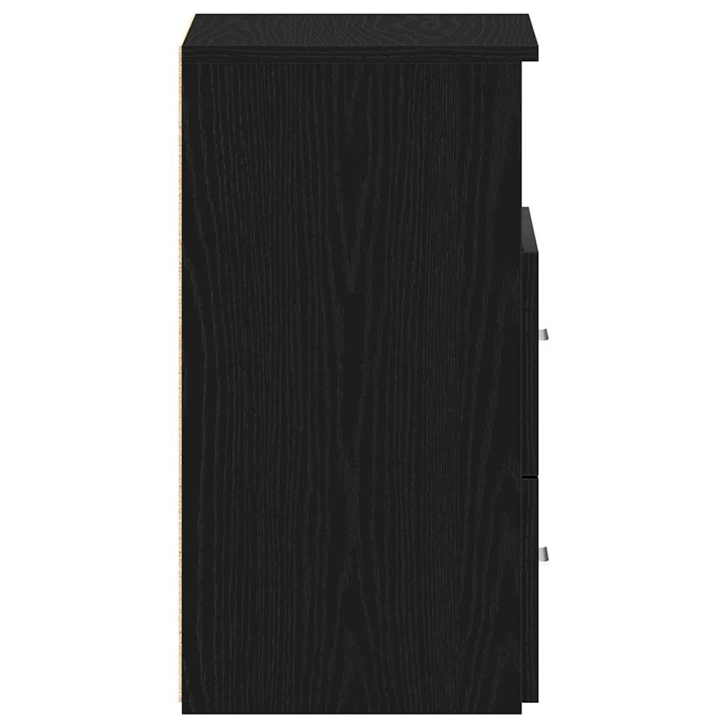 Delrinoir - Nattduksbord med låda Svart ek 50 x 32 x 60 cm Konstruerat trä