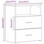 Delrinoir - Nattduksbord med låda Svart ek 50 x 32 x 60 cm Konstruerat trä