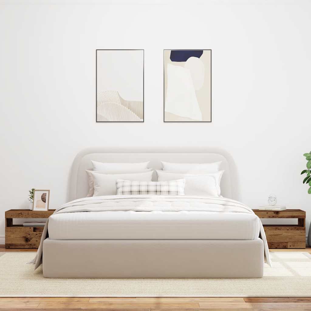 Varendi - Sängbord med LED-lampor gammalt trä 60x35x40cm konstruerat trä