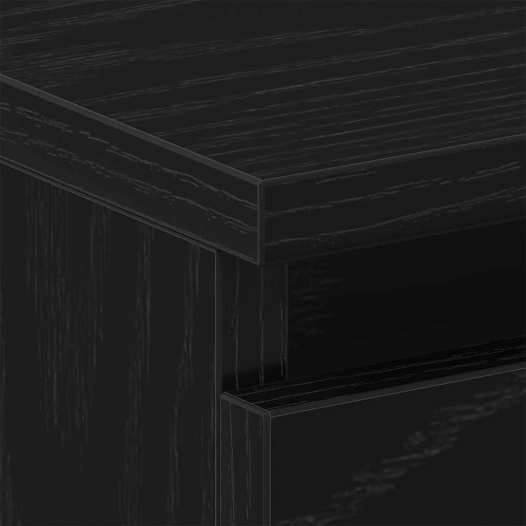 Polvessa - Nattduksbord med låda Svart Ek 40 x 30 x 39 cm Konstruerat trä