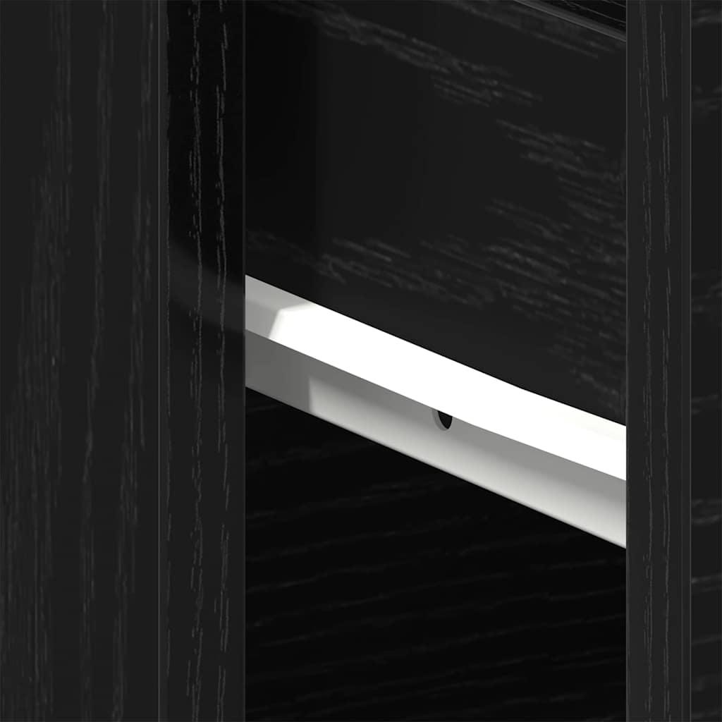 Polvessa - Nattduksbord med låda Svart Ek 40 x 30 x 39 cm Konstruerat trä