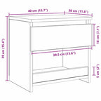 Polvessa - Nattduksbord med låda Svart Ek 40 x 30 x 39 cm Konstruerat trä