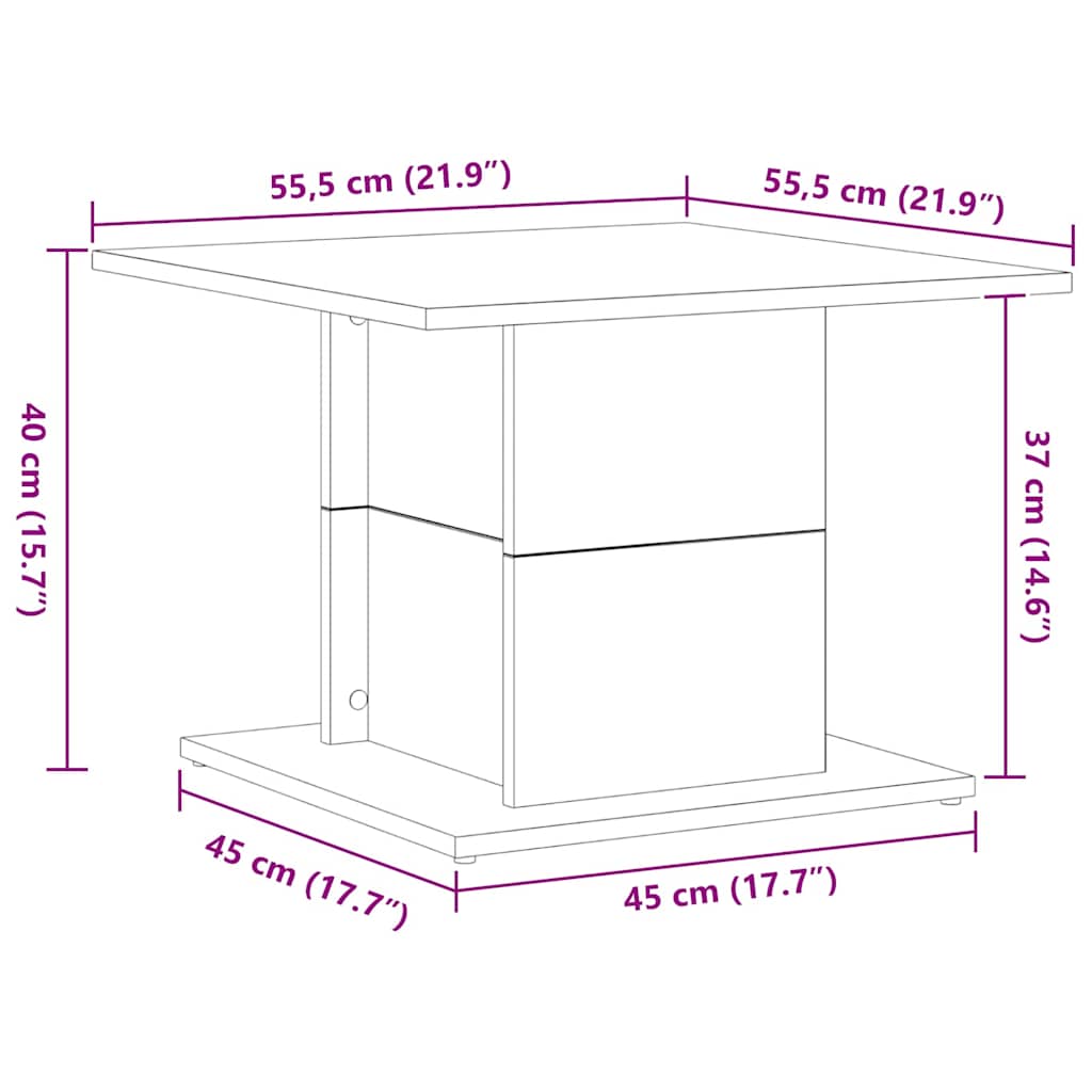 Senvoro - Kaffeebord Svart Ek 55,5 x 55,5 x 40 cm Konstruerat trä