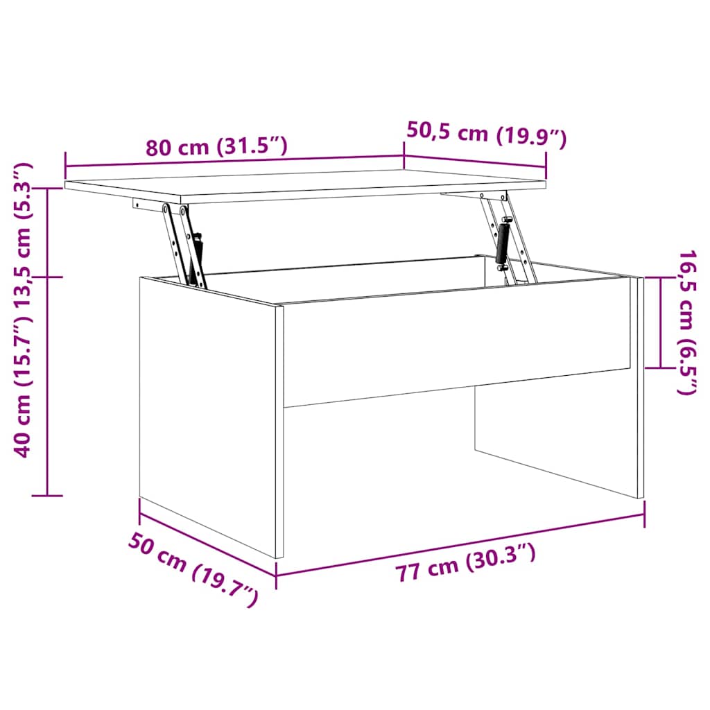 Cerviano - Kaffeebord Svart Ek 80 x 50,5 x 41,5 cm Konstruerat trä