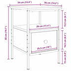 Havlinoir - Sängbord Svart ek 34 x 36 x 50 cm Konstruktionsträ och metall