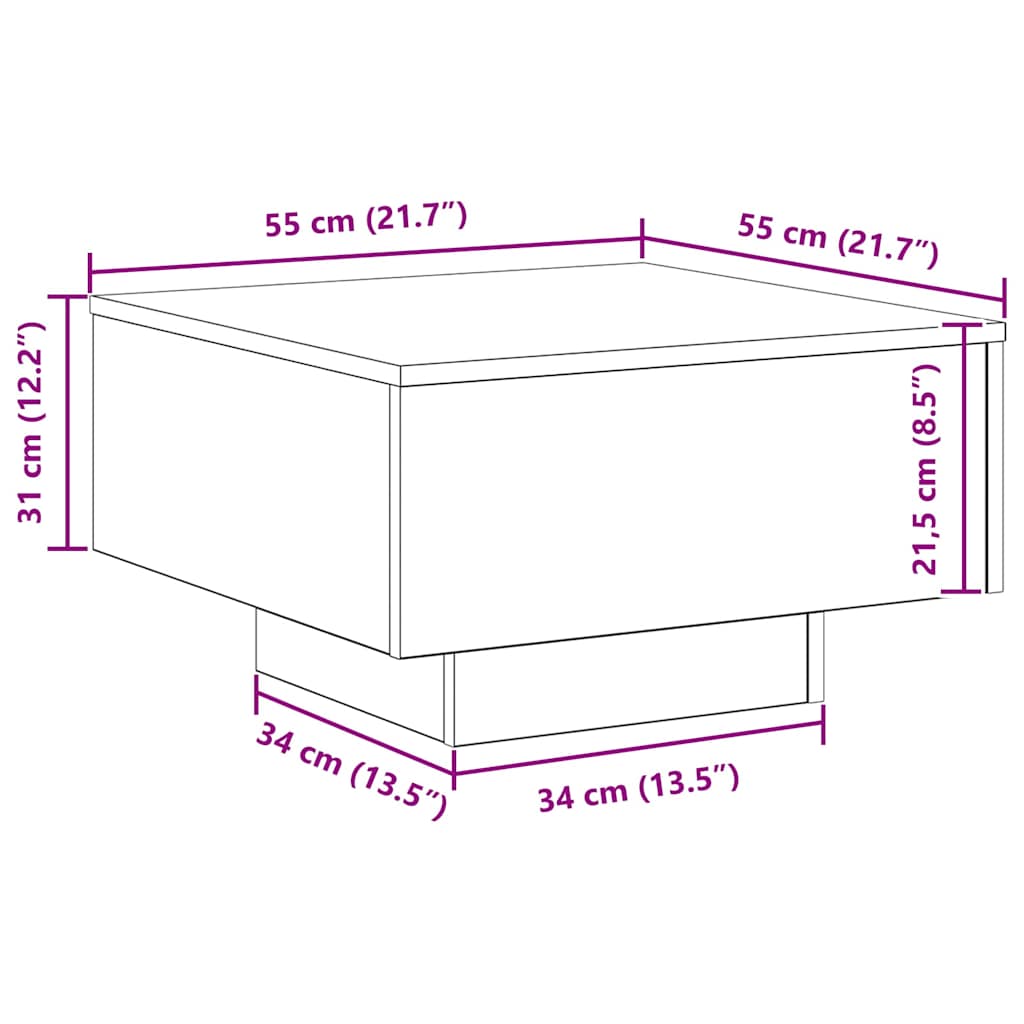 Alverson - Kaffeebord Artisan Ek 55 x 55 x 31 cm Konstruerat trä