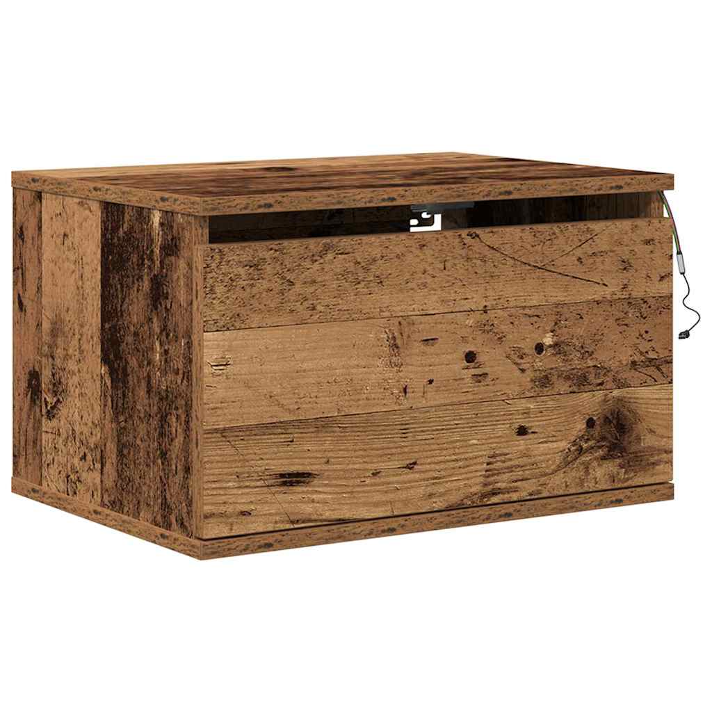 Ravlinoir - Väggmonterad sänggavel med låda med Gammalt trä 50 x 36 x 30 cm