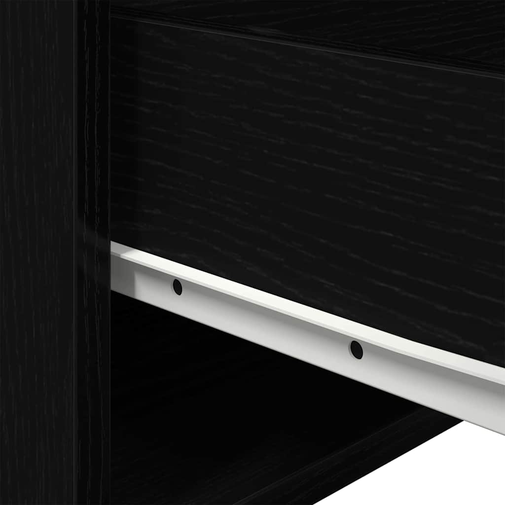 Fenestro - Väggmonterad sänggavel med låda med Svart Ek 50 x 36 x 30 cm