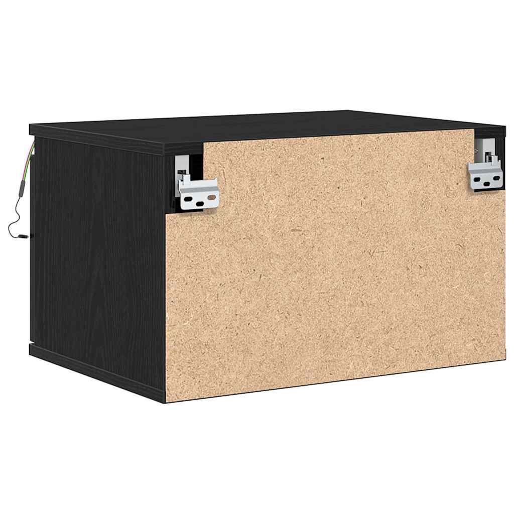 Fenestro - Väggmonterad sänggavel med låda med Svart Ek 50 x 36 x 30 cm