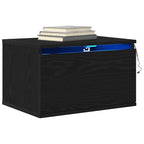 Fenestro - Väggmonterad sänggavel med låda med Svart Ek 50 x 36 x 30 cm