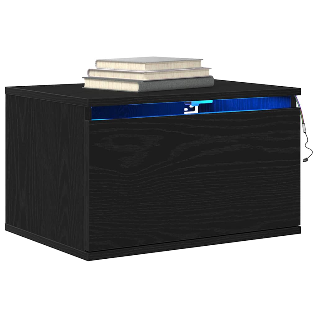 Fenestro - Väggmonterad sänggavel med låda med Svart Ek 50 x 36 x 30 cm