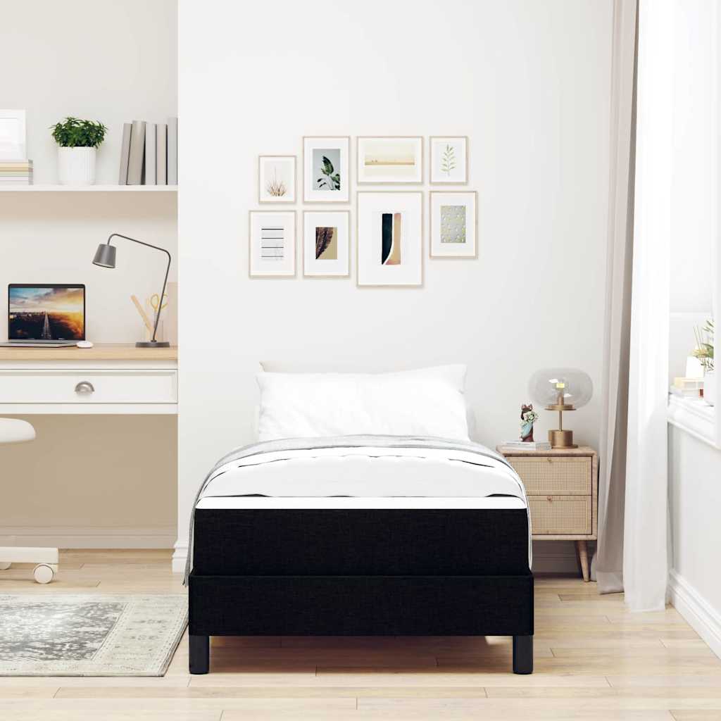 Bäddfjäder med madrass Svart 90 x 190 cm tyg